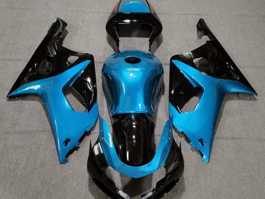 Gloss Light Blue and Black 2001-2003 Suzuki GSXR 600-750 Motorcycle Fairing
