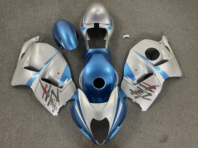 Gloss Light Blue and Silver 1997-2007 Suzuki GSXR 1300 Hayabusa Motorcycle Fairing Gloss Light Blue and Silver 1997-2007 Suzuki GSXR 1300 Hayabusa Motorcycle Fairing