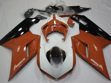 Gloss Orange & White 2007-2014 Ducati Ducati 848 1098 1198 Motorcycle Fairing