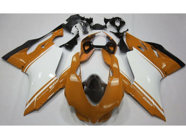 Gloss Orange White and Black 2011-2014 Ducati Ducati 1199 Motorcycle Fairing Gloss Orange White and Black 2011-2014 Ducati Ducati 1199 Motorcycle Fairing