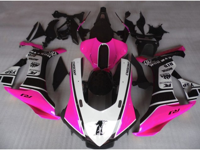 Gloss Pink & White 2015-2019 Yamaha R1 Motorcycle Fairing Gloss Pink & White 2015-2019 Yamaha R1 Motorcycle Fairing
