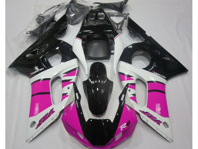 Gloss Pink and Black 1998-2002 Yamaha R6 Motorcycle Fairing Gloss Pink and Black 1998-2002 Yamaha R6 Motorcycle Fairing