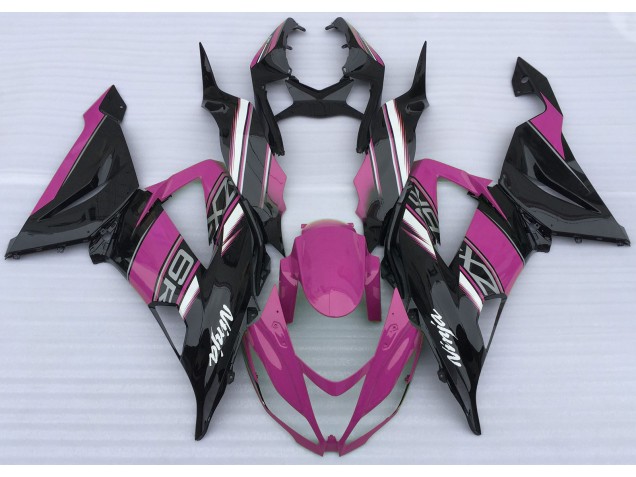 Gloss Pink and Black 2013-2018 Kawasaki ZX6R Motorcycle Fairing Gloss Pink and Black 2013-2018 Kawasaki ZX6R Motorcycle Fairing