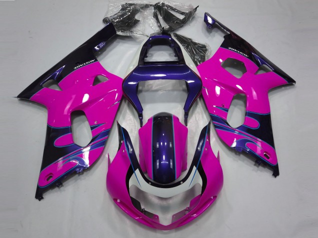 Gloss Pink and Blue 2001-2003 Suzuki GSXR 600-750 Motorcycle Fairing Gloss Pink and Blue 2001-2003 Suzuki GSXR 600-750 Motorcycle Fairing