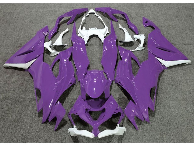 Gloss Purple & White 2019-2023 Kawasaki ZX6R Motorcycle Fairing Gloss Purple & White 2019-2023 Kawasaki ZX6R Motorcycle Fairing