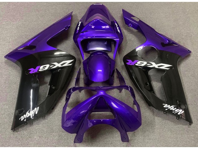 Gloss Purple and Black 2003-2004 Kawasaki ZX6R Motorcycle Fairing Gloss Purple and Black 2003-2004 Kawasaki ZX6R Motorcycle Fairing