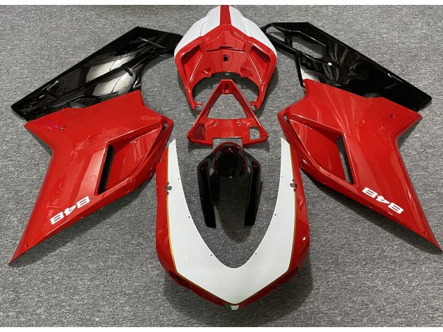 Gloss Red & White (848 Sticker) 2007-2014 Ducati Ducati 848 1098 1198 Motorcycle Fairing