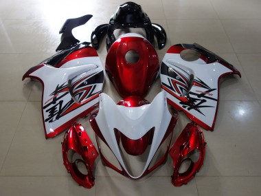 Gloss Red & White Design 2008-2020 Suzuki GSXR 1300 Hayabusa Motorcycle Fairing