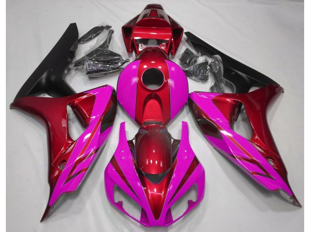 Gloss Red and Pink 2006-2007 Honda CBR1000RR Motorcycle Fairing Gloss Red and Pink 2006-2007 Honda CBR1000RR Motorcycle Fairing