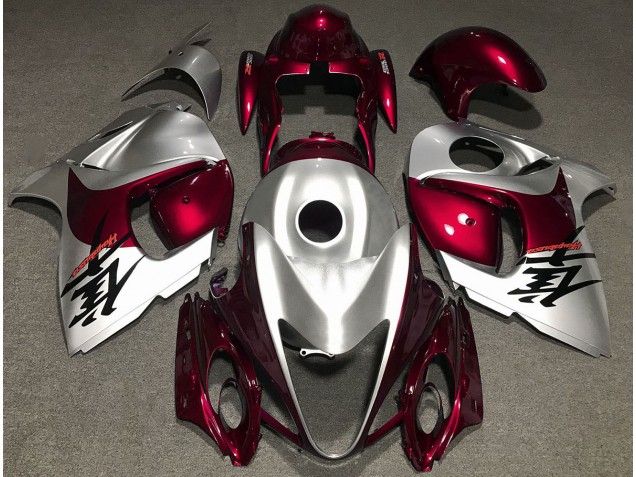 Gloss Red and Silver 2008-2020 Suzuki GSXR 1300 Hayabusa Motorcycle Fairing Gloss Red and Silver 2008-2020 Suzuki GSXR 1300 Hayabusa Motorcycle Fairing
