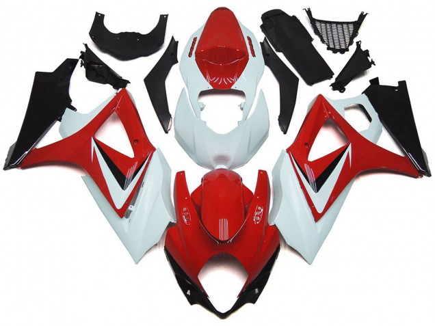 Gloss Red with White OEM Style 2007-2008 Suzuki GSXR 1000 Motorcycle Fairing Gloss Red with White OEM Style 2007-2008 Suzuki GSXR 1000 Motorcycle Fairing