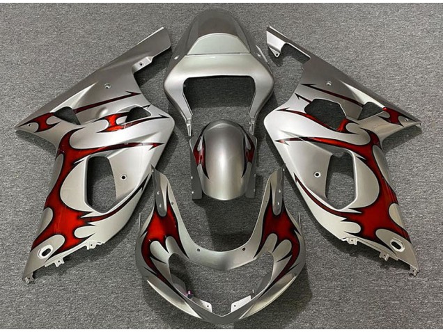 Gloss Silver & Red 2001-2003 Suzuki GSXR 600-750 Motorcycle Fairing Gloss Silver & Red 2001-2003 Suzuki GSXR 600-750 Motorcycle Fairing