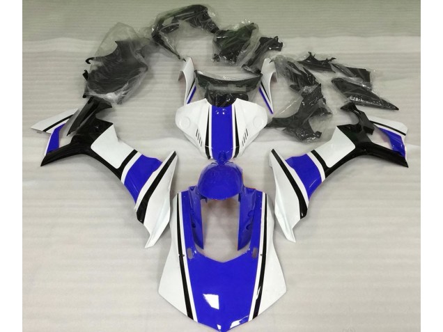 Gloss White Blue and Black 2015-2019 Yamaha R1 Motorcycle Fairing Gloss White Blue and Black 2015-2019 Yamaha R1 Motorcycle Fairing