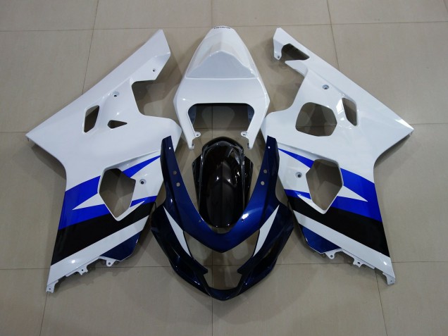 Gloss White & Deep Blue 2004-2005 Suzuki GSXR 600-750 Motorcycle Fairing