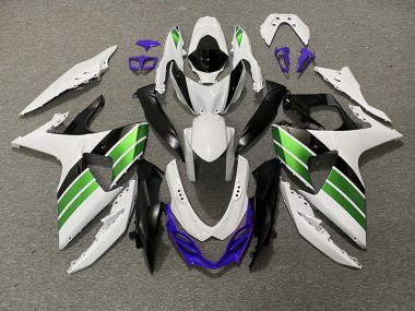 Gloss White Green Black and Purple 2009-2016 Suzuki GSXR 1000 Motorcycle Fairing