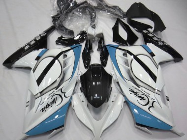 Gloss White & Light Blue 2013-2018 Kawasaki Ninja 300 Motorcycle Fairing