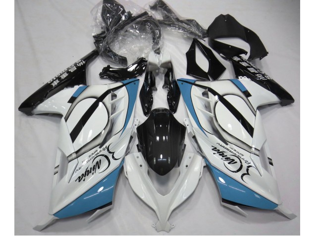Gloss White & Light Blue 2013-2018 Kawasaki Ninja 300 Motorcycle Fairing Gloss White & Light Blue 2013-2018 Kawasaki Ninja 300 Motorcycle Fairing