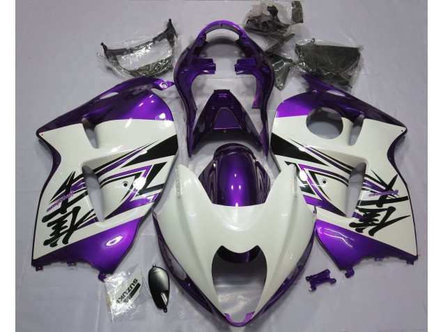 Gloss White & Purple 1997-2007 Suzuki GSXR 1300 Hayabusa Motorcycle Fairing Gloss White & Purple 1997-2007 Suzuki GSXR 1300 Hayabusa Motorcycle Fairing