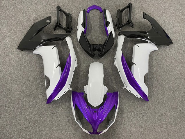Gloss White & Purple 2012-2016 Kawasaki Ninja 650R Motorcycle Fairing Gloss White & Purple 2012-2016 Kawasaki Ninja 650R Motorcycle Fairing