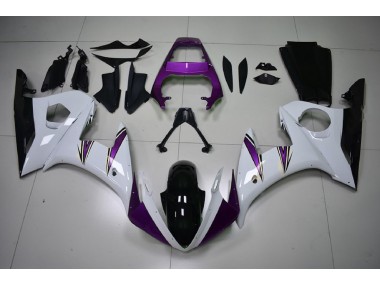 Gloss White & Purple Accents 2003-2004 Yamaha R6 Motorcycle Fairing