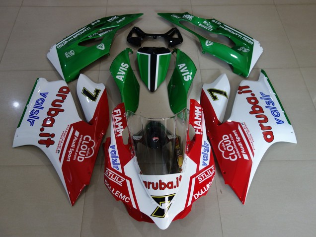 Gloss White / Red / Green 2011-2014 Ducati Ducati 1199 Motorcycle Fairing Gloss White / Red / Green 2011-2014 Ducati Ducati 1199 Motorcycle Fairing