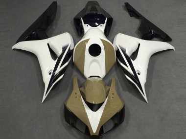 Gloss White Tan Black 2006-2007 Honda CBR1000RR Motorcycle Fairing