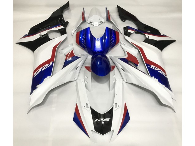 Gloss White and Deep Blue 2017-2021 Yamaha R6 Motorcycle Fairing Gloss White and Deep Blue 2017-2021 Yamaha R6 Motorcycle Fairing