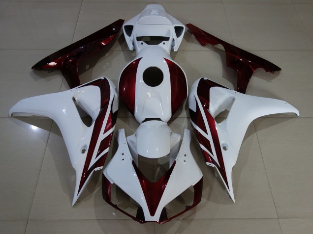 Gloss White and Deep Red 2006-2007 Honda CBR1000RR Motorcycle Fairing Gloss White and Deep Red 2006-2007 Honda CBR1000RR Motorcycle Fairing
