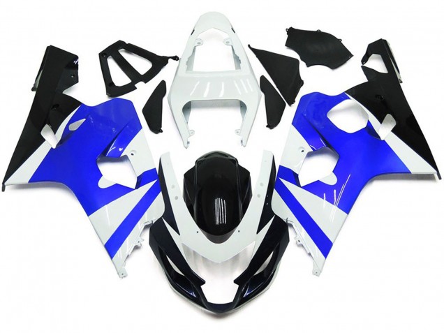 Gloss White and Gloss Blue 2004-2005 Suzuki GSXR 600-750 Motorcycle Fairing Gloss White and Gloss Blue 2004-2005 Suzuki GSXR 600-750 Motorcycle Fairing