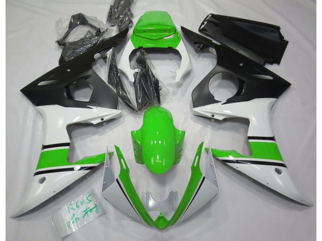 Gloss White and Green 2003-2004 Yamaha R6 Motorcycle Fairing Gloss White and Green 2003-2004 Yamaha R6 Motorcycle Fairing