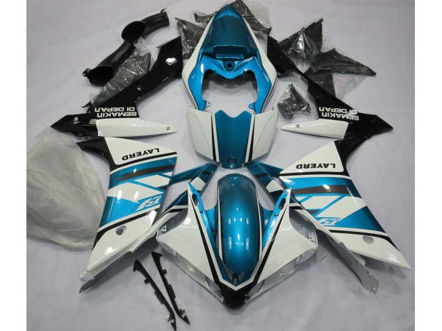 Gloss White and Light Blue 2007-2008 Yamaha R1 Motorcycle Fairing Gloss White and Light Blue 2007-2008 Yamaha R1 Motorcycle Fairing