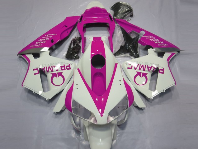 Gloss White and Pink PRAMAC 2003-2004 Honda CBR600RR Motorcycle Fairing Gloss White and Pink PRAMAC 2003-2004 Honda CBR600RR Motorcycle Fairing