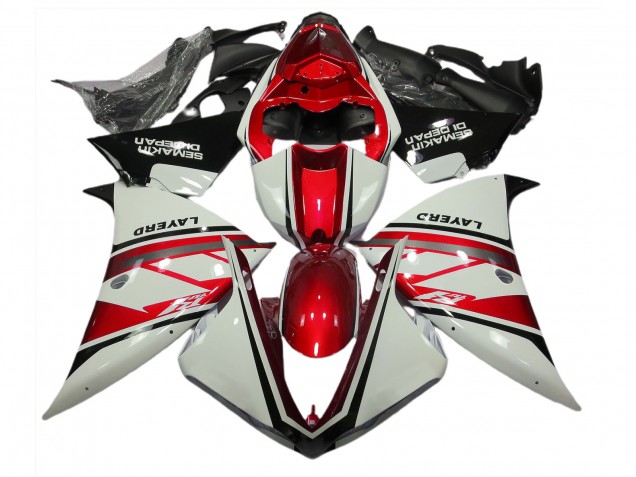 Gloss White and Red 2012-2014 Yamaha R1 Motorcycle Fairing Gloss White and Red 2012-2014 Yamaha R1 Motorcycle Fairing
