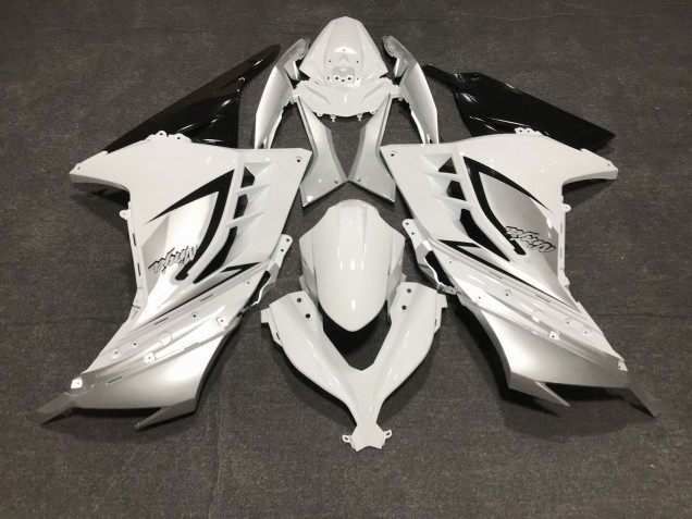 Gloss White and Silver 2013-2018 Kawasaki Ninja 300 Motorcycle Fairing Gloss White and Silver 2013-2018 Kawasaki Ninja 300 Motorcycle Fairing
