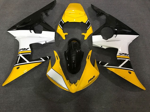 Gloss Yellow & White 2003-2004 Yamaha R6 Motorcycle Fairing Gloss Yellow & White 2003-2004 Yamaha R6 Motorcycle Fairing