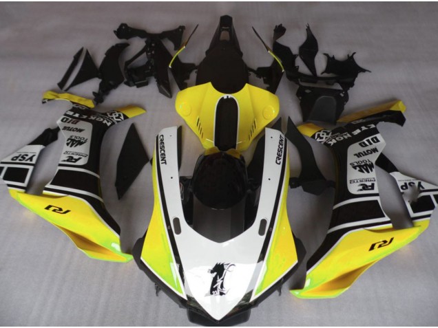 Gloss Yellow & White 2015-2019 Yamaha R1 Motorcycle Fairing Gloss Yellow & White 2015-2019 Yamaha R1 Motorcycle Fairing