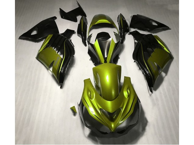 Gloss Yellow and Black 2012-2021 Kawasaki ZX14R Motorcycle Fairing Gloss Yellow and Black 2012-2021 Kawasaki ZX14R Motorcycle Fairing