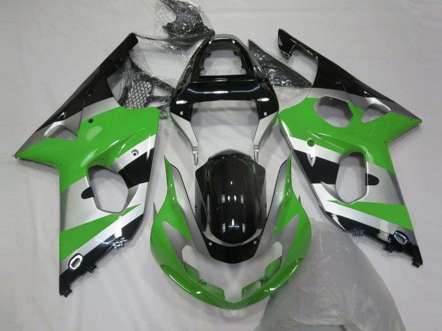 Green Silver OEM Style 2000-2002 Suzuki GSXR 1000 Motorcycle Fairing Green Silver OEM Style 2000-2002 Suzuki GSXR 1000 Motorcycle Fairing