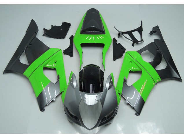 Green Silver and Black 2003-2004 Suzuki GSXR 1000 Motorcycle Fairing Green Silver and Black 2003-2004 Suzuki GSXR 1000 Motorcycle Fairing