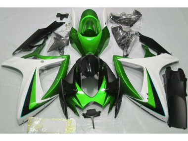 Green & White 2006-2007 Suzuki GSXR 600-750 Motorcycle Fairing