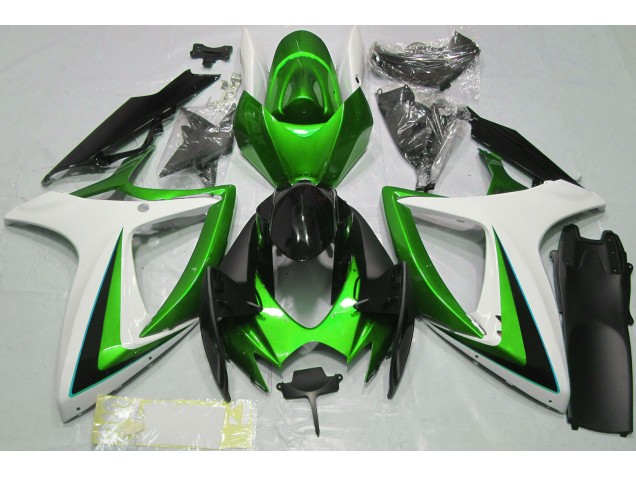 Green & White 2006-2007 Suzuki GSXR 600-750 Motorcycle Fairing Green & White 2006-2007 Suzuki GSXR 600-750 Motorcycle Fairing