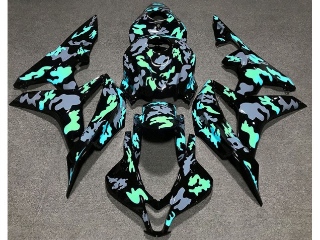 Green and Grey Camouflage 2007-2008 Honda CBR600RR Motorcycle Fairing Green and Grey Camouflage 2007-2008 Honda CBR600RR Motorcycle Fairing