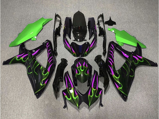 Green and Magenta Flame 2008-2010 Suzuki GSXR 600-750 Motorcycle Fairing Green and Magenta Flame 2008-2010 Suzuki GSXR 600-750 Motorcycle Fairing
