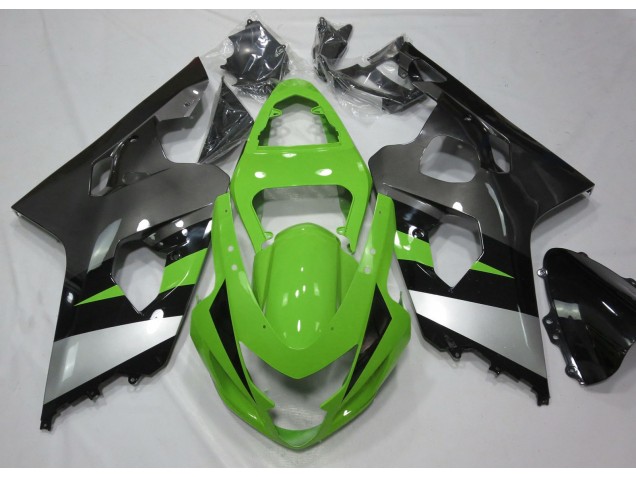 Green and Silver 2004-2005 Suzuki GSXR 600-750 Motorcycle Fairing Green and Silver 2004-2005 Suzuki GSXR 600-750 Motorcycle Fairing