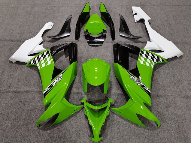 Green and White Cheq 2008-2010 Kawasaki ZX10R Motorcycle Fairing Green and White Cheq 2008-2010 Kawasaki ZX10R Motorcycle Fairing