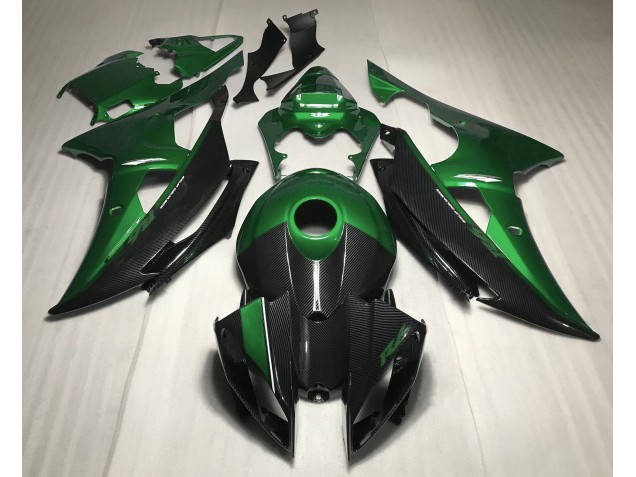 Green w Carbon Fiber Style 2008-2016 Yamaha R6 Motorcycle Fairing Green w Carbon Fiber Style 2008-2016 Yamaha R6 Motorcycle Fairing