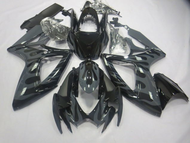 Grey Flame 2006-2007 Suzuki GSXR 600-750 Motorcycle Fairing Grey Flame 2006-2007 Suzuki GSXR 600-750 Motorcycle Fairing