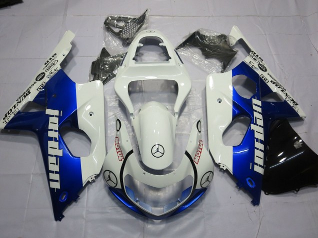 Jordan Blue and White 2000-2002 Suzuki GSXR 1000 Motorcycle Fairing Jordan Blue and White 2000-2002 Suzuki GSXR 1000 Motorcycle Fairing