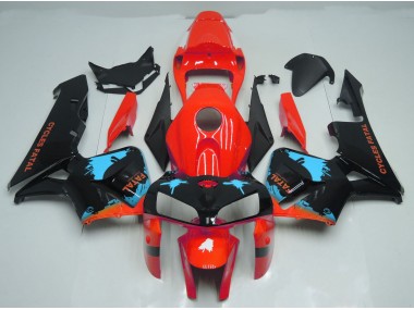 Light Blue Splatter on Red 2005-2006 Honda CBR600RR Motorcycle Fairing