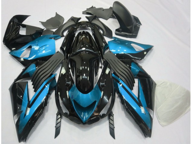 Light Blue and Black Plain 2006-2011 Kawasaki ZX14R Motorcycle Fairing Light Blue and Black Plain 2006-2011 Kawasaki ZX14R Motorcycle Fairing